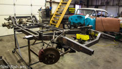 Jim’s Stage 1 kit frame almost ready to go under his hardtop project. 